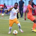 Khama Billiat of Kaizer Chiefs challenged by Mpho Mvelase of Polokwane City