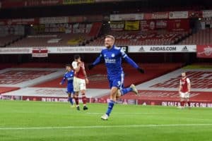 Read more about the article Vardy strikes late as Leicester end long wait for victory at Arsenal
