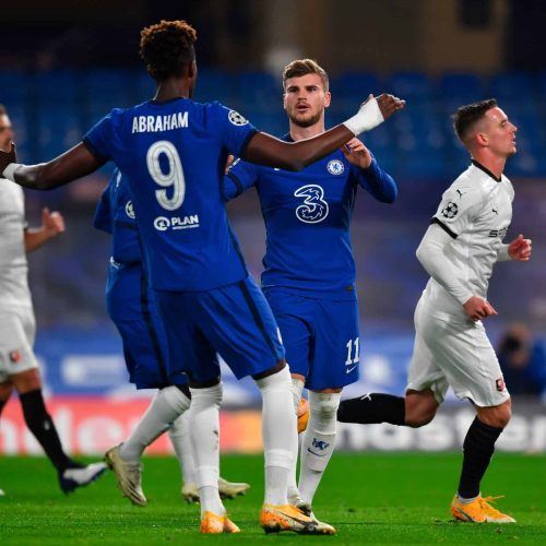 Two Werner penalties help Chelsea see off 10-man Rennes