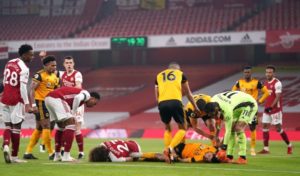 Read more about the article Jimenez head injury overshadows Wolves win at Arsenal