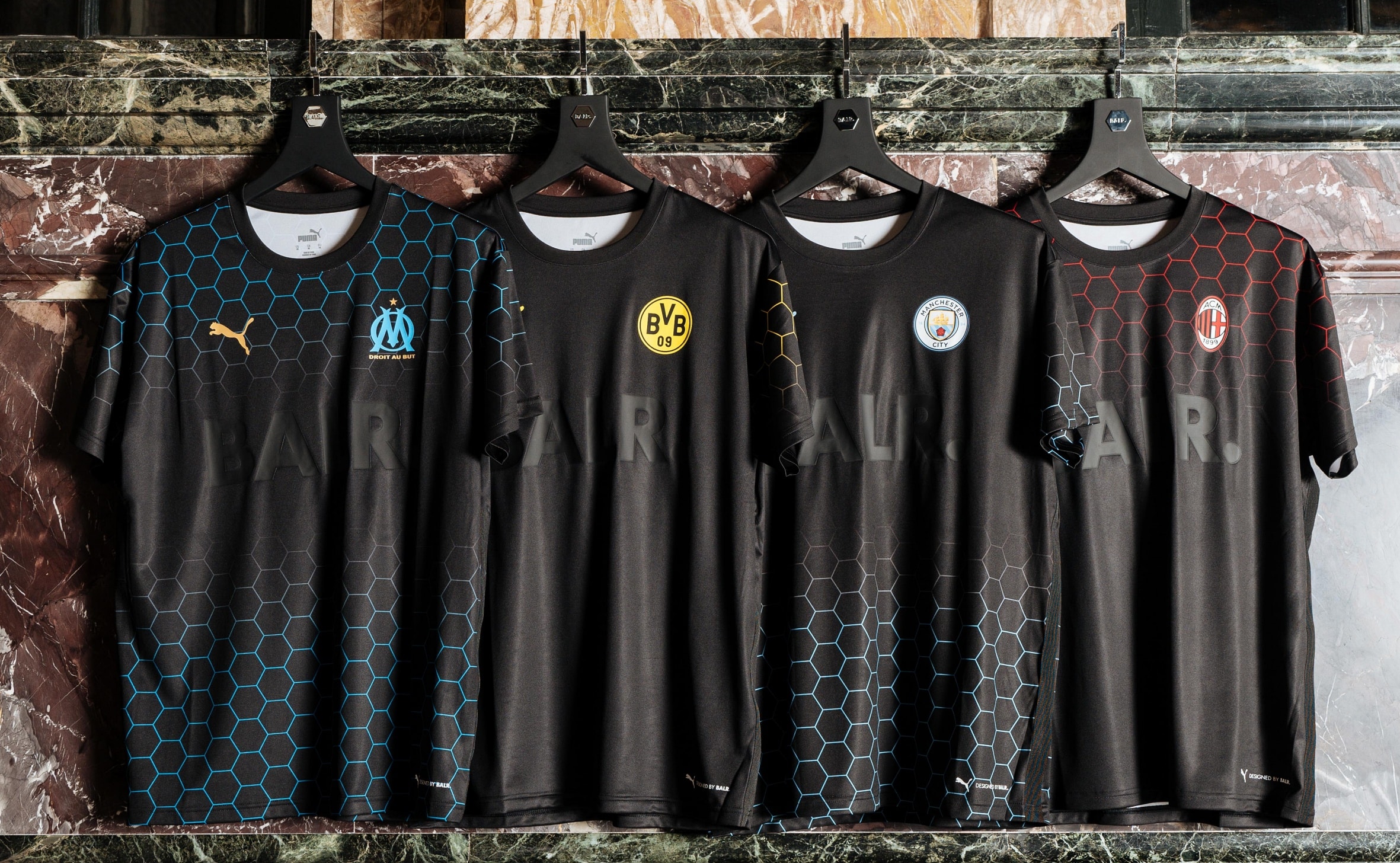 You are currently viewing PUMA x BALR. collection reimagines Man City, Dortmund, Marseille, Milan kits in black