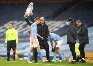Read more about the article Guardiola again criticises schedule as Man City suffer Kevin De Bruyne blow