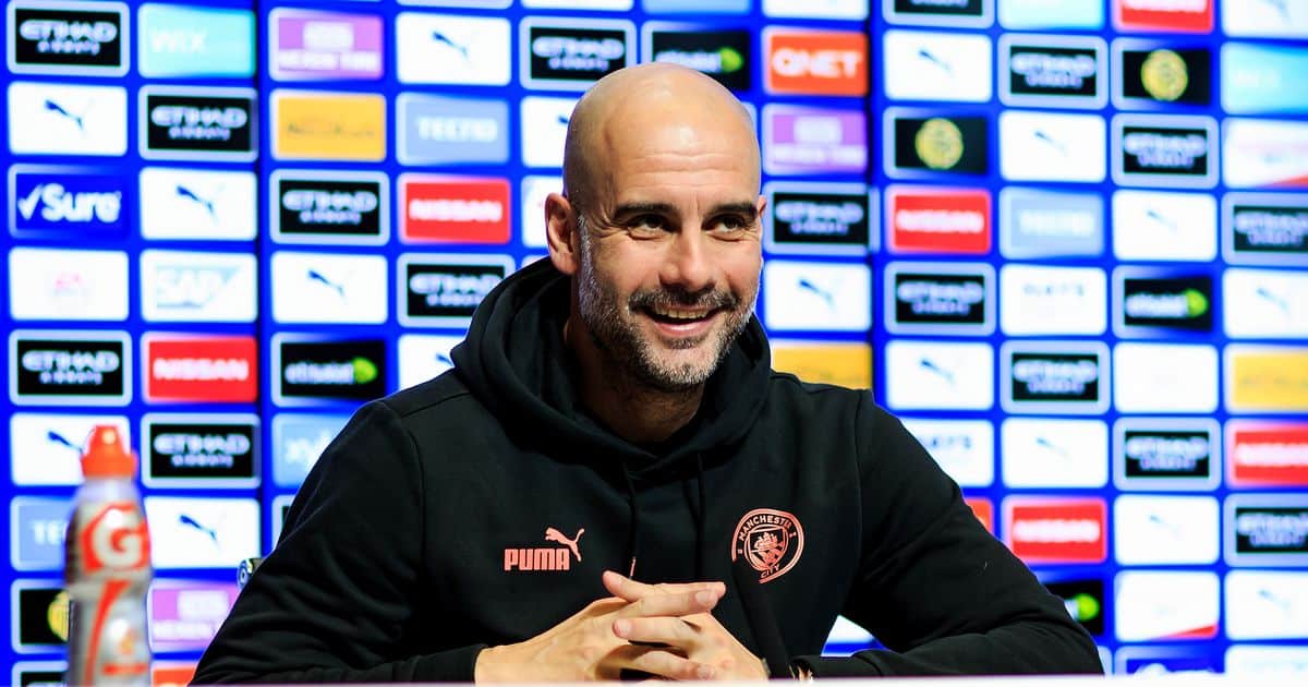 You are currently viewing Guardiola unsure if wrapping up Premier League early would aid quadruple bid
