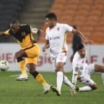 Bernard Parker of Kaizer Chiefs challenged by Ayoub El Amloud of Wydad Casablanca during the 2021 CAF Champions League Semi Final 2nd Leg match between Kaizer Chiefs and Wydad Casablanca on 26 June 2021 at the FNB Stadium