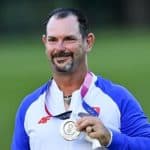 Saitama , Japan - 1 August 2021; Silver medalist Rory Sabbatini of Slovakia after the men's individual stroke play at the Kasumigaseki Country Club during the 2020 Tokyo Summer Olympic Games in Kawagoe, Saitama, Japan. (Photo By Ramsey Cardy/Sportsfile via Getty Images)