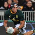 South Africa's Cheslin Kolbe runs the ball during the Rugby Champions match between New Zealand and South Africa at Westpac Stadium in Wellington on July 27, 2019. (Photo by Marty MELVILLE / AFP) (Photo credit should read MARTY MELVILLE/AFP via Getty Images)