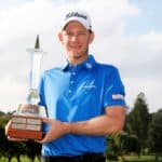 JOHANNESBURG, SOUTH AFRICA - NOVEMBER 22: Joachim B. Hansen of Denmark with the winners trophy after the final round of the Joburg Open at Randpark Golf Club on November 22, 2020 in Johannesburg, South Africa. (Photo by Luke Walker/Getty Images)