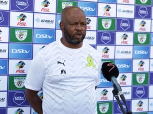 Read more about the article Watch: Mngqithi reacts to Shalulile’s hat-trick and reaching 20-goal mark