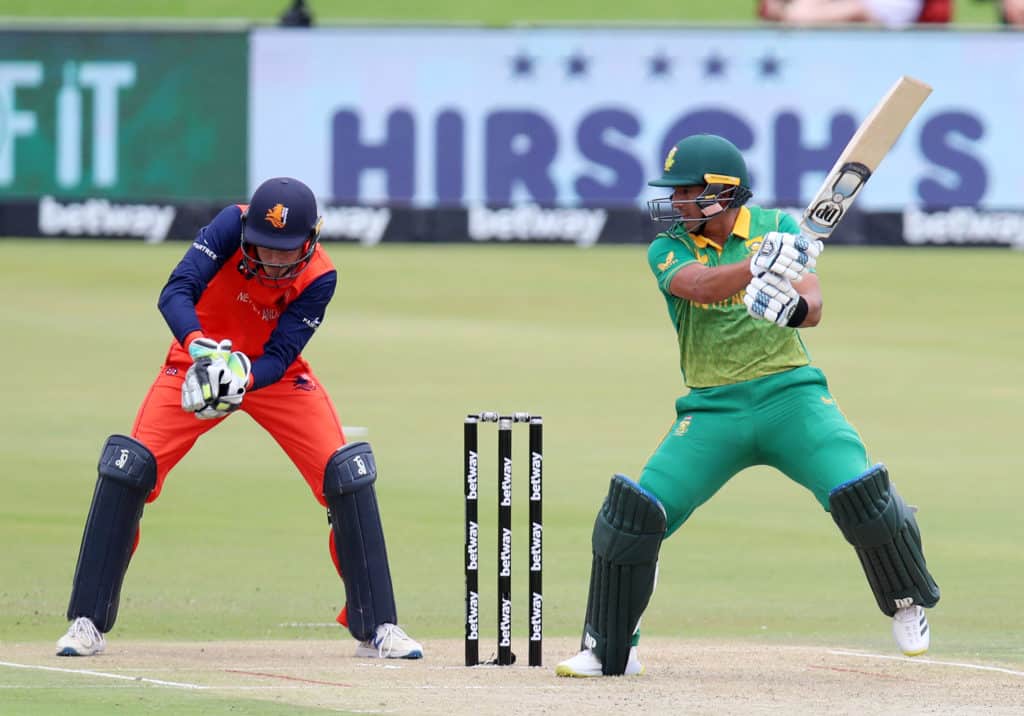 Zubayr Hamza of South Africa during the 2021 Betway ODI match between South Africa and Netherlands on the 26 November 2021 at the SuperSport Park, Centurion ©Muzi Ntombela/BackpagePix