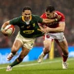 Mandatory Credit: Photo by Morgan Treacy/INPHO/Shutterstock/BackpagePix (12591822ac) Wales vs South Africa. South Africa's Herschel Jantjies with Tomos Williams of Wales Autumn Nations Series, Principality Stadium, Cardiff, Wales - 06 Nov 2021