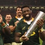 Mandatory Credit: Photo by Ben Evans/Huw Evans/Shutterstock/BackpagePix (12591886de) Siya Kolisi of South Africa lifts the Prince William Cup. Wales v South Africa Springboks - Autumn Nations Cup - 06 Nov 2021