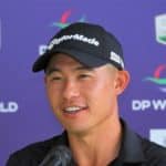 DUBAI, UNITED ARAB EMIRATES - NOVEMBER 17: Collin Morikawa of the United States attends a press conference during practice for The DP World Tour Championship at Jumeirah Golf Estates on November 17, 2021 in Dubai, United Arab Emirates. (Photo by Andrew Redington/Getty Images)
