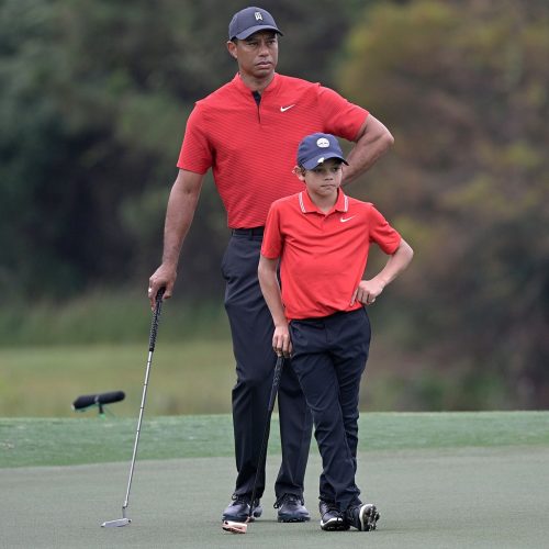 Tiger reacts to similarities between him and son
