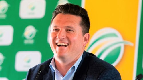 Graeme Smith, Cricket South Africa interim director of cricket and former Test captain, speaks during a press conference where it was announced Mark Boucher as the new South African Cricket head coach and Enoch Nkwe the new assistant coach at the Newlands Cricket grounds in Newlands, on December 14, 2019. (Photo by Brenton Geach  / AFP) (Photo by BRENTON GEACH /AFP via Getty Images)