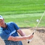 DUBAI, UNITED ARAB EMIRATES - JANUARY 25: Justin Harding of South Africa in action during a practice round prior to the Slync.io Dubai Desert Classic at Emirates Golf Club on January 25, 2022 in Dubai, United Arab Emirates. (Photo by Ross Kinnaird/Getty Images)
