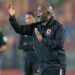 Al Ahly's head coach Pitso Mosimane reacts during the CAF Champions League group A soccer match between Al Ahly SC and Mamelodi Sundowns FC in Cairo, Egypt, 26 February 2022. EPA/KHALED ELFIQI