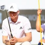 PALM BEACH GARDENS, FLORIDA - FEBRUARY 25: Daniel Berger lines up a putt on the 16th green during the second round of The Honda Classic at PGA National Resort And Spa on February 25, 2022 in Palm Beach Gardens, Florida. (Photo by Mike Ehrmann/Getty Images)