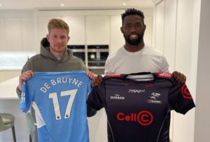 Read more about the article Man City star De Bruyne meets Springbok captain Siya Kolisi