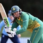 LINCOLN, NEW ZEALAND - MARCH 02: Sune Luus of South Africa bats during the 2022 ICC Women's Cricket World Cup warm up match between South Africa and England at Bert Sutcliffe Oval on March 02, 2022 in Lincoln, New Zealand. (Photo by Kai Schwoerer-ICC/ICC via Getty Images)