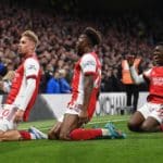 Nketiah double moves Arsenal level with Spurs