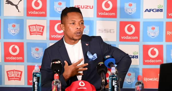 PRETORIA, SOUTH AFRICA - MAY 12: new signing Sbusiso Nkosi during the Vodacom Bulls press conference at Loftus Versfeld on May 12, 2022 in Pretoria, South Africa. (Photo by Lee Warren/ Gallo Images)