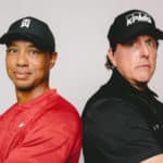 LAS VEGAS, NV - NOVEMBER 20: Tiger Woods and Phil Mickelson pose for a portrait for The Match: Tiger vs Phil - Exclusive Photo Shoot at Shadow Creek Golf Course on November 20, 2018 in Las Vegas, Nevada. (Photo by Matt Winkelmeyer/Getty Images for The Match)