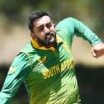 PAARL, SOUTH AFRICA - JANUARY 21: Tabraiz Shamsi of South Africa celebrate the wicket of Rishabh Pant (wkt) of India during the 2nd Betway One Day International match between South Africa and India at Eurolux Boland Park on January 21, 2022 in Paarl, South Africa. (Photo by Ashley Vlotman/Gallo Images/Getty Images)