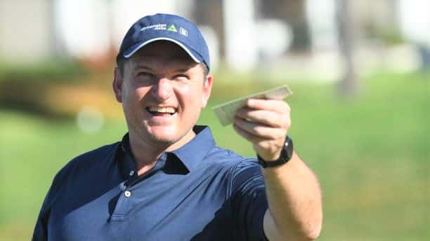 GEORGE, SOUTH AFRICA - FEBRUARY 11: Graeme Smith (former South African Test cricket captain and current director of cricket at Cricket South Africa) during day two of the Dimension Data Pro-Am at Fancourt Golf Estate on February 11, 2022 in George, South Africa. (Photo by Sydney Seshibedi /Getty Images)