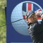 SUTTON COLDFIELD, ENGLAND - MAY 06: Justin Walters of South Africa tees off on the third hole during the second round of the Betfred British Masters hosted by Danny Willett at The Belfry on May 06, 2022 in Sutton Coldfield, England. (Photo by Andrew Redington/Getty Images)