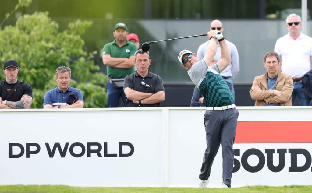 ANTWERPEN, BELGIUM - MAY 12: Oliver Bekker of South Africa t10during Day One of the Soudal Open at Rinkven International Golf Club on May 12, 2022 in Antwerpen, Belgium. (Photo by Warren Little/Getty Images)