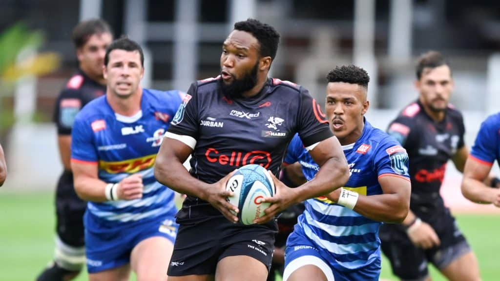 Lukhanyo Am, Captain of the Sharks during the United Rugby Championship 2021/22 match between the Sharks and Stormers held at Kings Park in Durban on 29 January 2021 ©Gerhard Duraan/BackpagePix