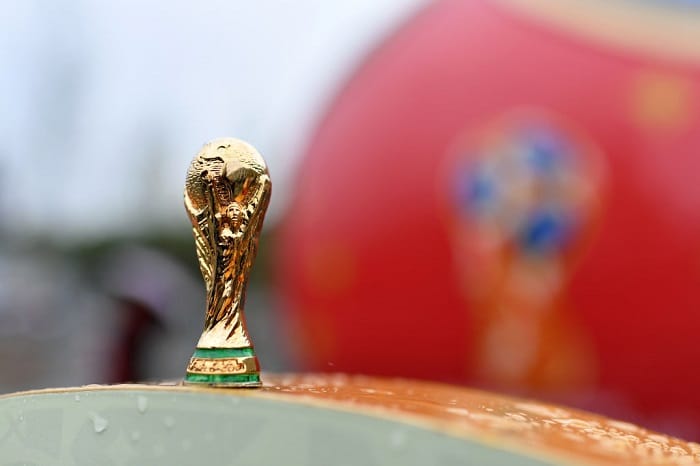 MOSCOW, RUSSIA - JUNE 08: In this photo illustration a replica of the FIFA World Cup Trophy is seen ahead of the 2018 FIFA World Cup on June 8, 2018 in Moscow, Russia. (Photo by Dan Mullan/Getty Images)