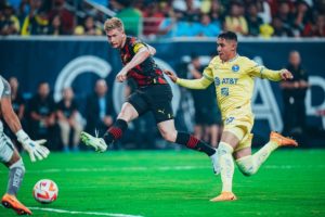 Read more about the article Watch: De Bruyne at the double, Haaland kept waiting as City down America