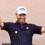 NORTH PLAINS, OREGON - JULY 02: Branden Grace of South Africa acknowledges the crowd as he is introduced as the champion of the LIV Golf Invitational - Portland at Pumpkin Ridge Golf Club on July 02, 2022 in North Plains, Oregon. (Photo by Steve Dykes/Getty Images)