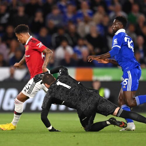 Sancho strikes as Man Utd win at Leicester