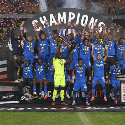 Watch: Sundowns celebrate lifting maiden Carling Cup trophy