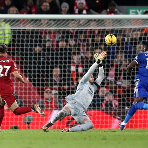 Wout Faes scores two own goals as Reds down Leicester