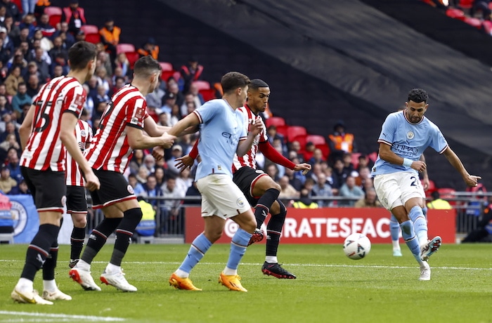 You are currently viewing Hat-trick hero Mahrez fires Man City into FA Cup final