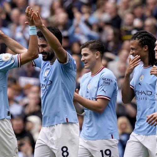 Gundogan at the double as Man City go four points clear