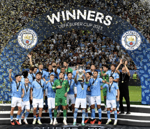 Read more about the article Man City beat Sevilla on penalties to win Uefa Super Cup