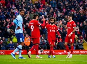 Read more about the article Mohamed Salah strikes twice as Liverpool defeat Brentford