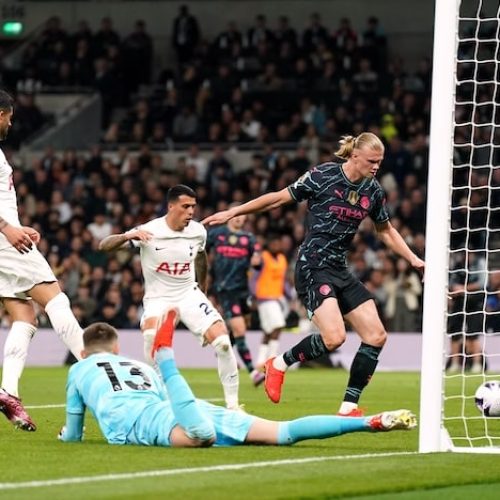 Man City return to top of EPL after Haaland’s double sees off Spurs