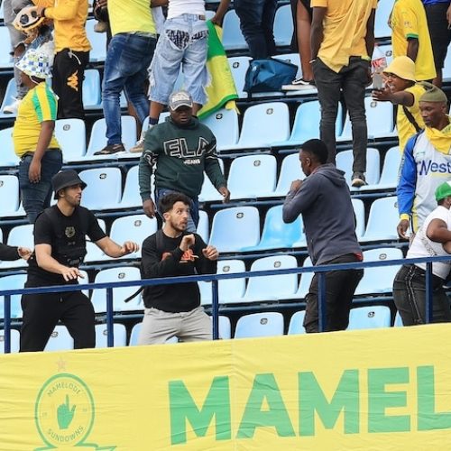 WATCH: Violence erupt as fans clash at Loftus Stadium